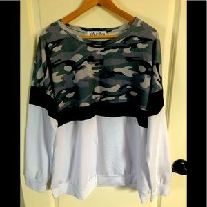 Boutique style Camo stripe sweatshirt
